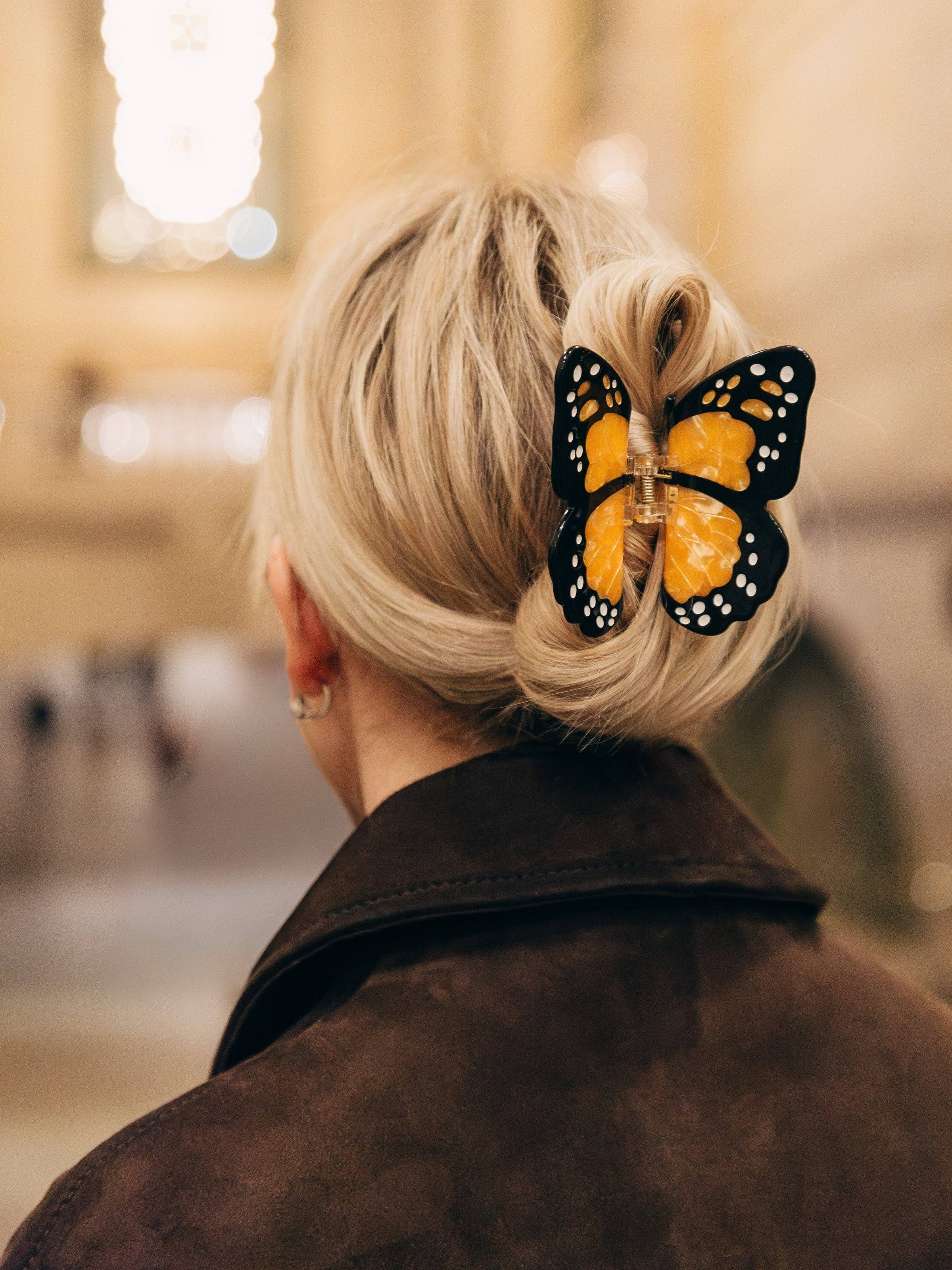 Hand-painted Monarch Butterfly Claw Hair Clip | Eco-Friendly