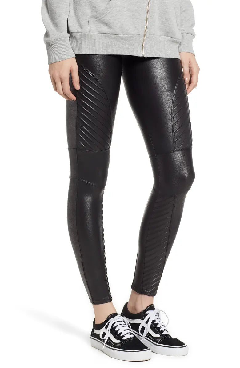 SPANX Faux Leather Moto Leggings, XS, Very Black : Spanx